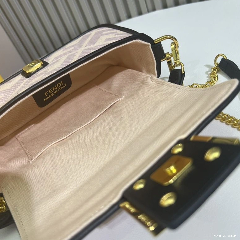 Affordable HOT Cherry In FF Motif Fendi Mini Bag Baguette Canvas 0726
